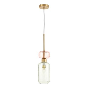 Lustra ar auklu MOLLY 1xE14/40W/230V d. 12 cm zelta/zaļa/rozā
