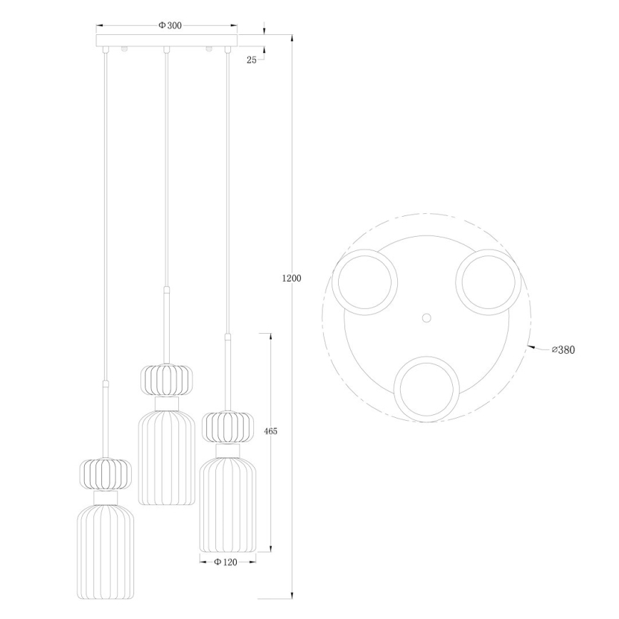 Lustra ar auklu MOLLY 3xE14/40W/230V d. 38 cm krāsaina