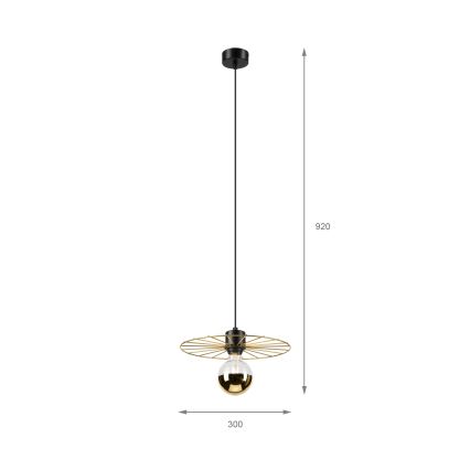 Lustra ar auklu MONTANA 1xE27/15W/230V d. 30 cm zelta/melna