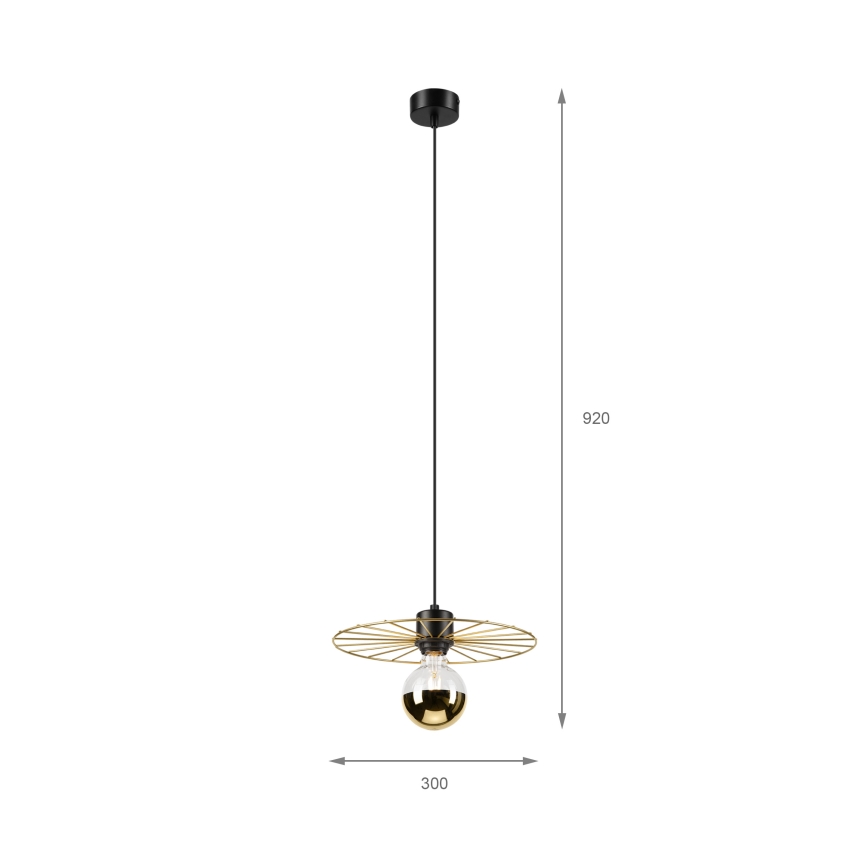 Lustra ar auklu MONTANA 1xE27/15W/230V d. 30 cm zelta/melna