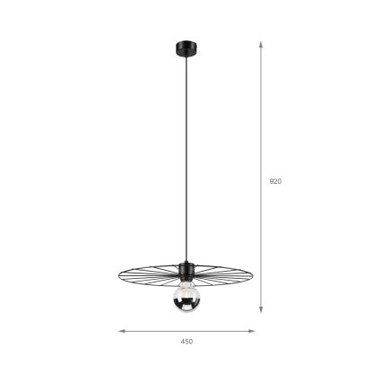 Lustra ar auklu MONTANA 1xE27/15W/230V d. 45 cm melna
