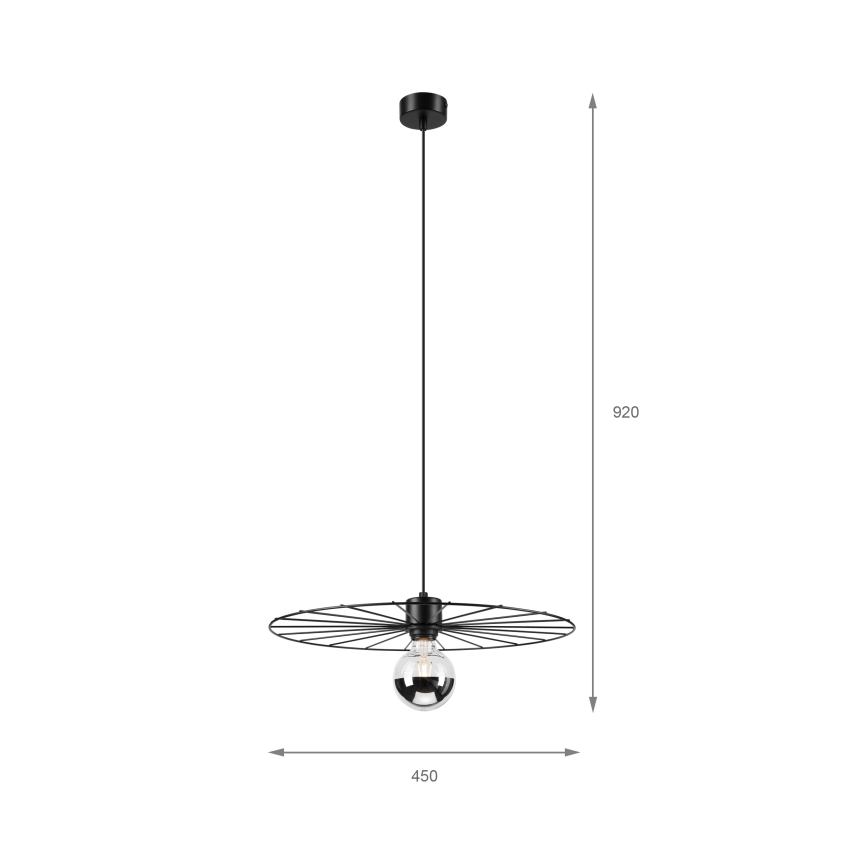 Lustra ar auklu MONTANA 1xE27/15W/230V d. 45 cm melna