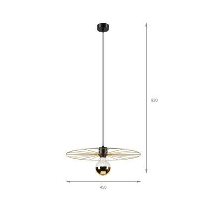 Lustra ar auklu MONTANA 1xE27/15W/230V d. 45 cm zelta/melna