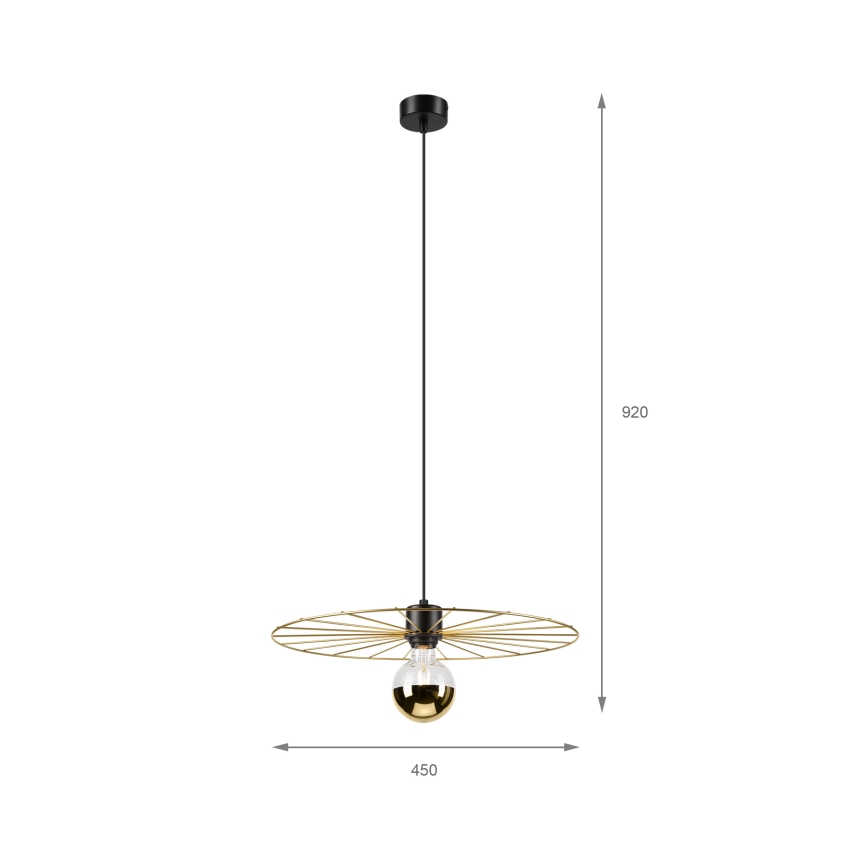 Lustra ar auklu MONTANA 1xE27/15W/230V d. 45 cm zelta/melna