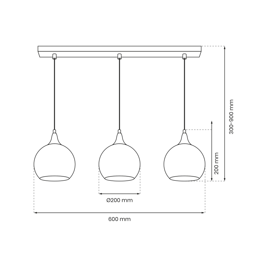 Lustra ar auklu MONTE 3xE27/60W/230V d. 20 cm matēta hroma