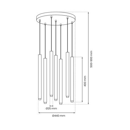 Lustra ar auklu MONZA 7xG9/8W/230V melna