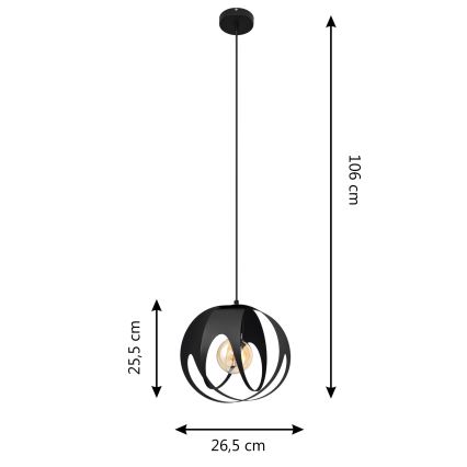 Lustra ar auklu MOONLIGHT 1xE27/15W/230V melna