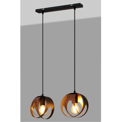 Lustra ar auklu MOONLIGHT 2xE27/15W/230V melna/varš