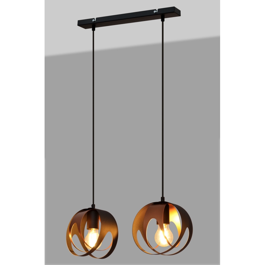 Lustra ar auklu MOONLIGHT 2xE27/15W/230V melna/varš