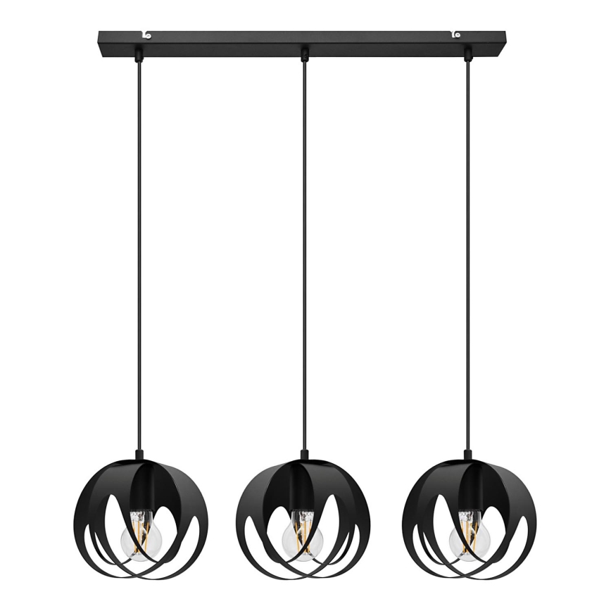 Lustra ar auklu MOONLIGHT 3xE27/15W/230V melna