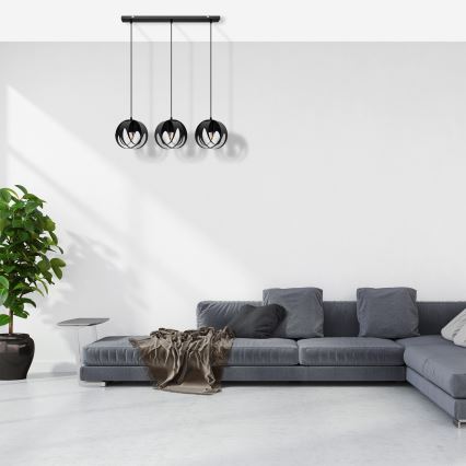 Lustra ar auklu MOONLIGHT 3xE27/15W/230V melna