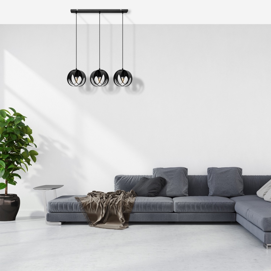 Lustra ar auklu MOONLIGHT 3xE27/15W/230V melna