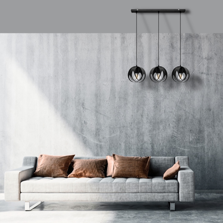 Lustra ar auklu MOONLIGHT 3xE27/15W/230V melna