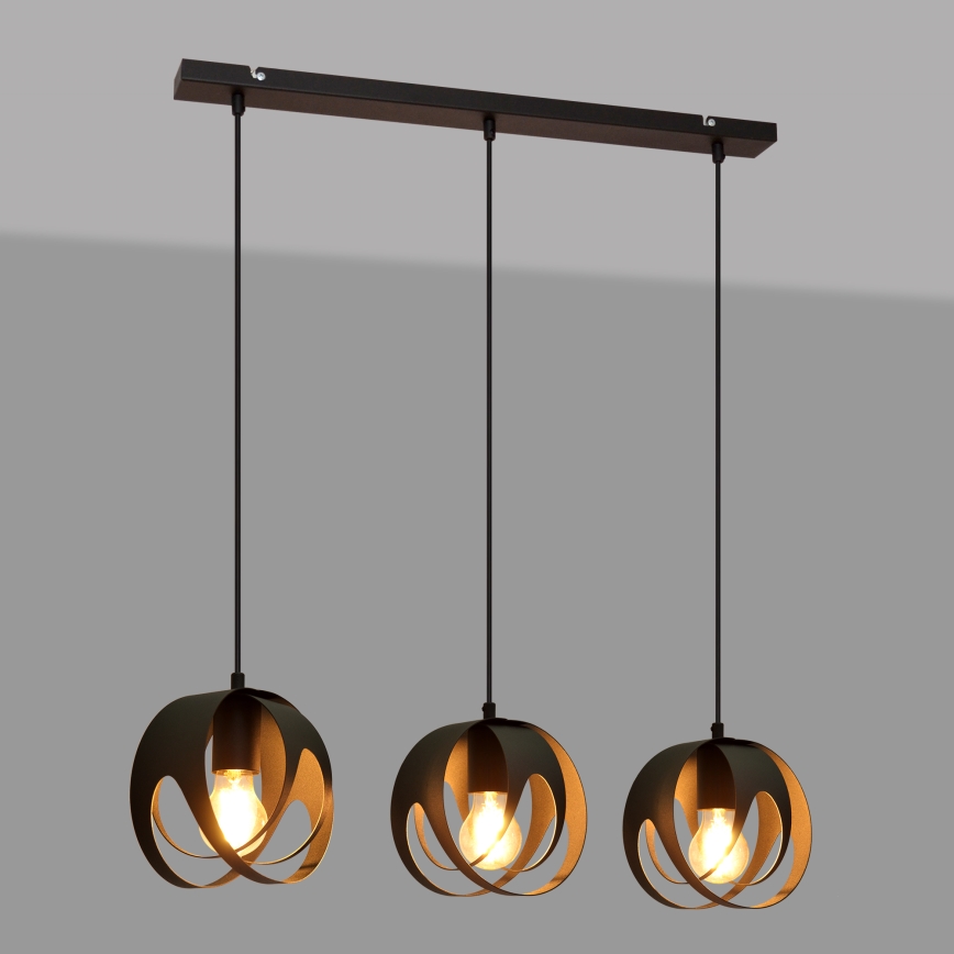 Lustra ar auklu MOONLIGHT 3xE27/15W/230V melna