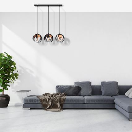 Lustra ar auklu MOONLIGHT 3xE27/15W/230V melna/varš