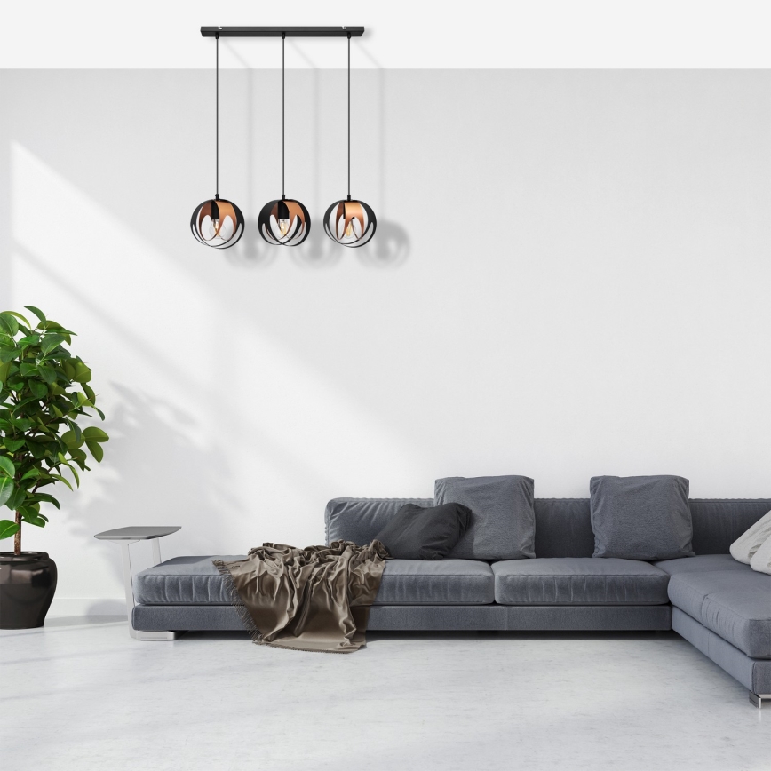 Lustra ar auklu MOONLIGHT 3xE27/15W/230V melna/varš