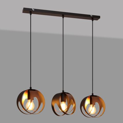 Lustra ar auklu MOONLIGHT 3xE27/15W/230V melna/varš