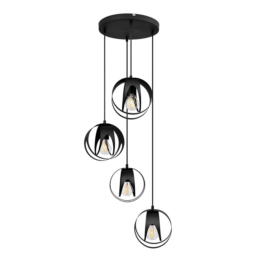 Lustra ar auklu MOONLIGHT 4xE27/15W/230V melna