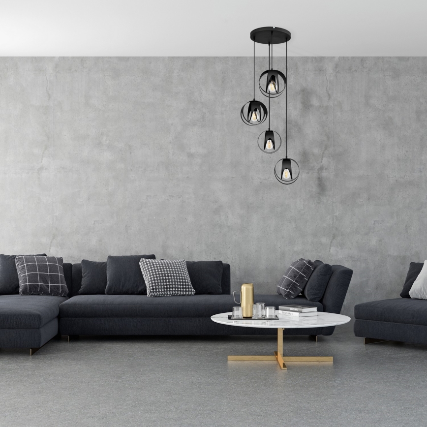 Lustra ar auklu MOONLIGHT 4xE27/15W/230V melna