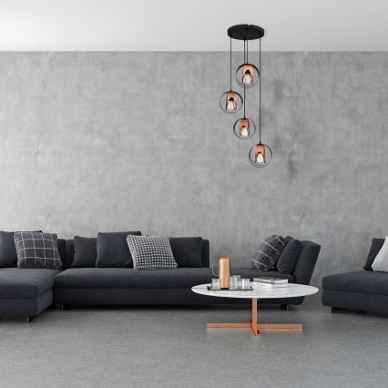 Lustra ar auklu MOONLIGHT 4xE27/15W/230V melna/varš