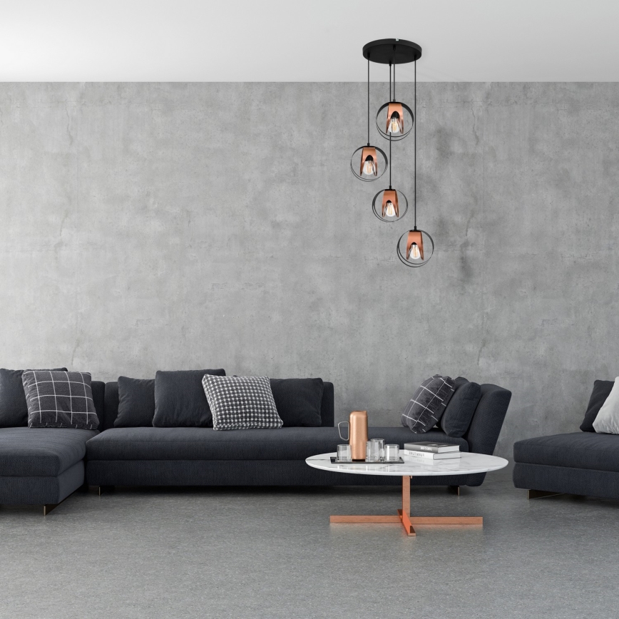 Lustra ar auklu MOONLIGHT 4xE27/15W/230V melna/varš