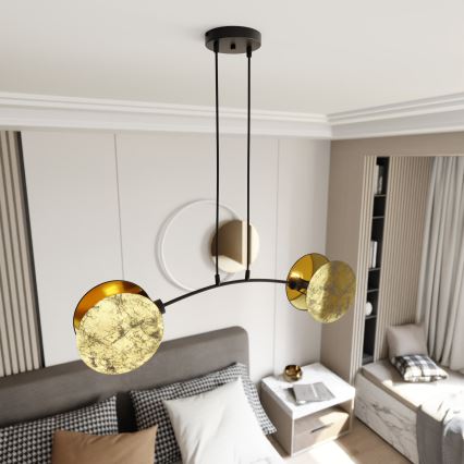 Lustra ar auklu MOTIF 2xE14/10W/230V zelta