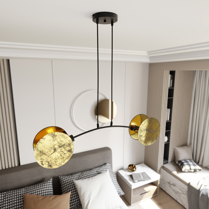 Lustra ar auklu MOTIF 2xE14/10W/230V zelta