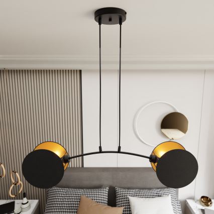 Lustra ar auklu MOTIF 2xE27/15W/230V melna