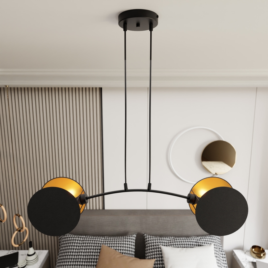 Lustra ar auklu MOTIF 2xE27/15W/230V melna