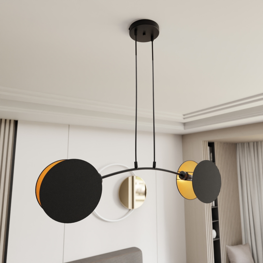 Lustra ar auklu MOTIF 2xE27/15W/230V melna