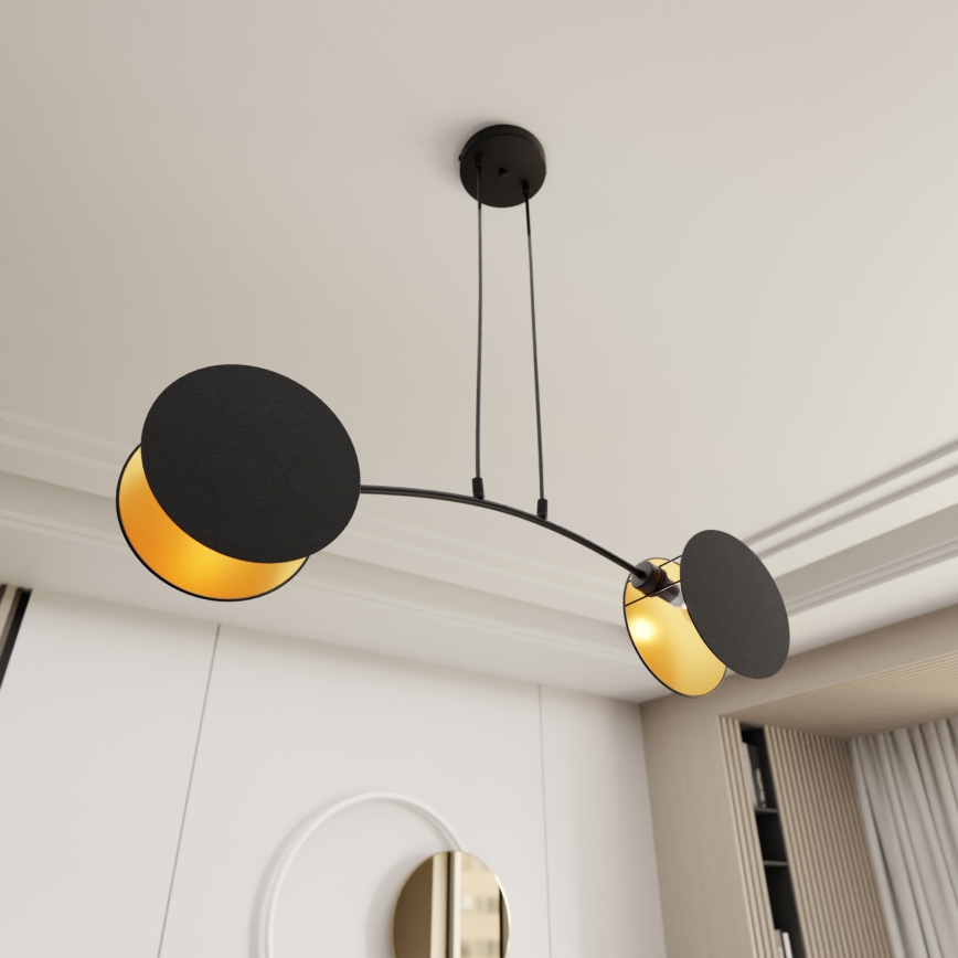 Lustra ar auklu MOTIF 2xE27/15W/230V melna