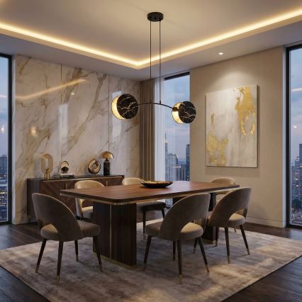 Lustra ar auklu MOTIF 2xE27/15W/230V melna/zelta