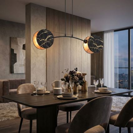 Lustra ar auklu MOTIF 2xE27/15W/230V melna/zelta