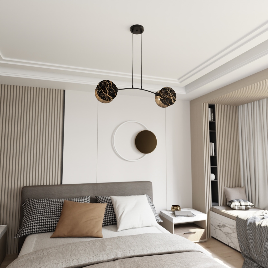 Lustra ar auklu MOTIF 2xE27/15W/230V melna/zelta
