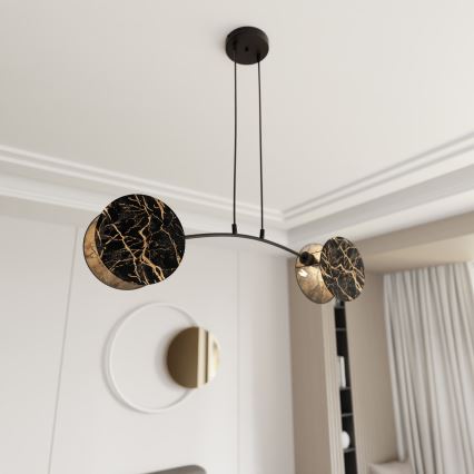 Lustra ar auklu MOTIF 2xE27/15W/230V melna/zelta