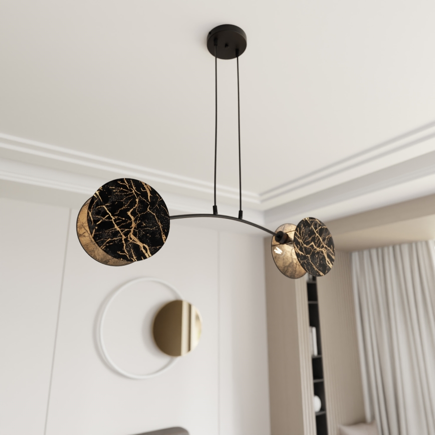 Lustra ar auklu MOTIF 2xE27/15W/230V melna/zelta