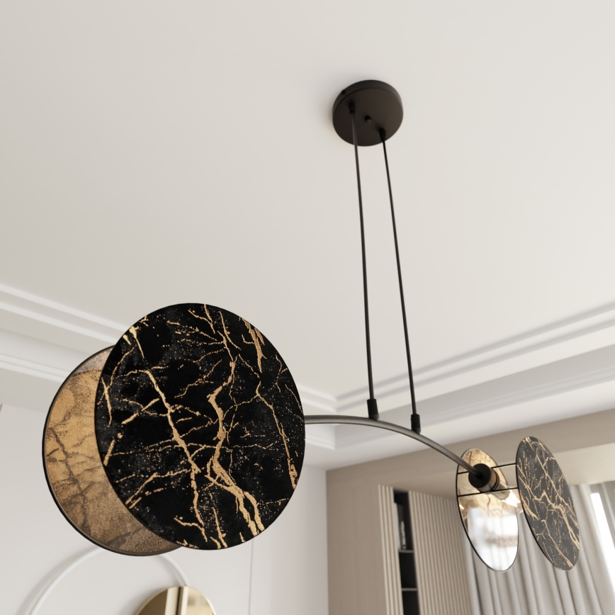 Lustra ar auklu MOTIF 2xE27/15W/230V melna/zelta