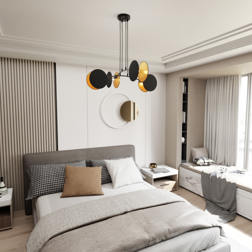 Lustra ar auklu MOTIF 4xE14/10W/230V melna