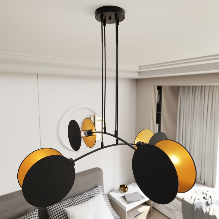 Lustra ar auklu MOTIF 4xE14/10W/230V melna