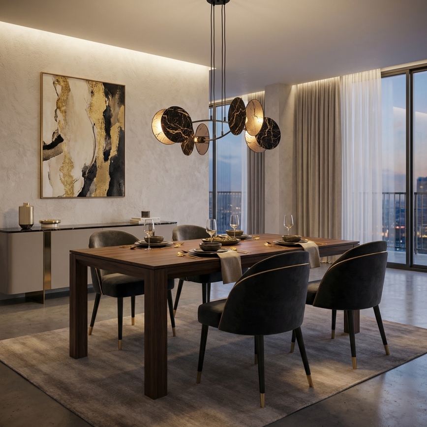 Lustra ar auklu MOTIF 4xE27/15W/230V melna/zelta