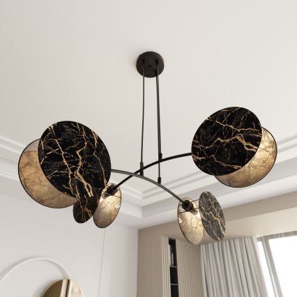 Lustra ar auklu MOTIF 4xE27/15W/230V melna/zelta