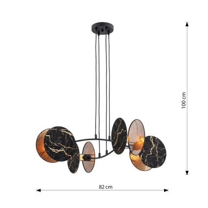Lustra ar auklu MOTIF 4xE27/15W/230V melna/zelta