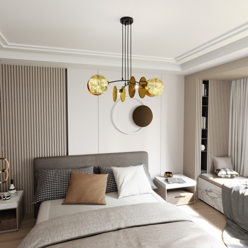Lustra ar auklu MOTIF 4xE27/15W/230V zelta