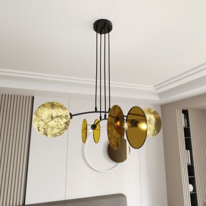 Lustra ar auklu MOTIF 4xE27/15W/230V zelta