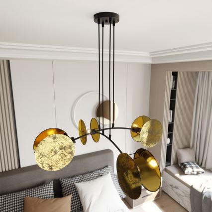 Lustra ar auklu MOTIF 4xE27/15W/230V zelta