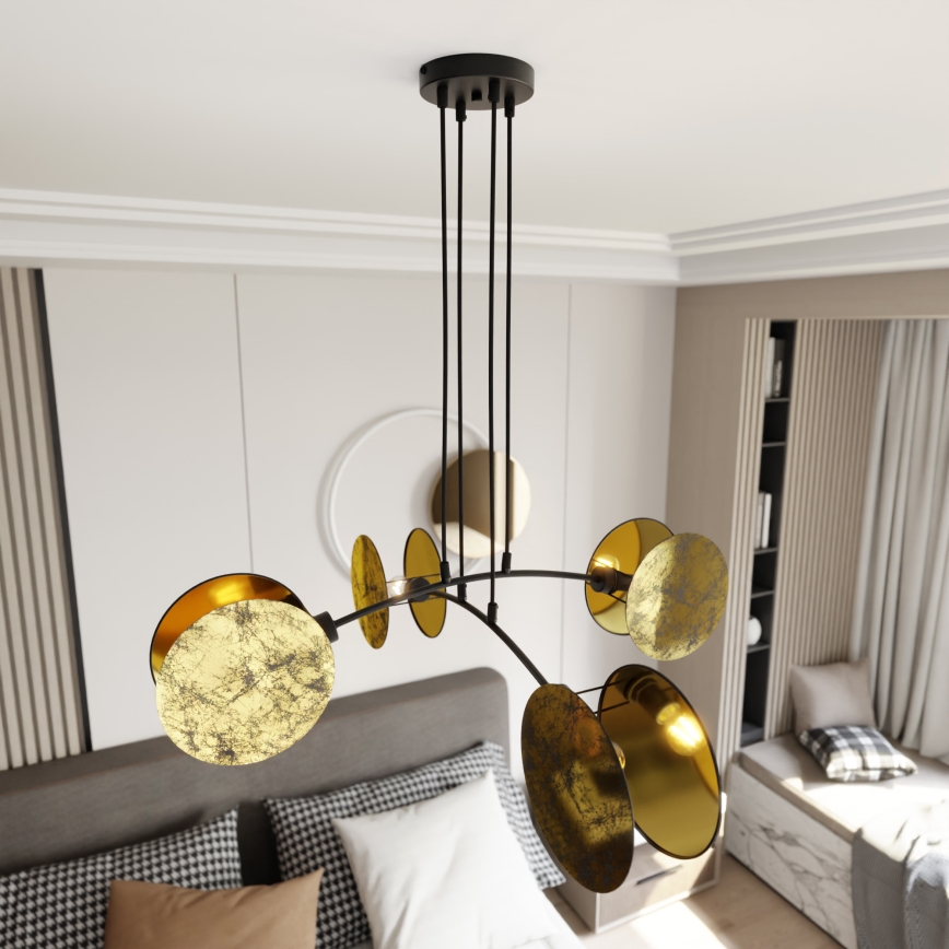 Lustra ar auklu MOTIF 4xE27/15W/230V zelta