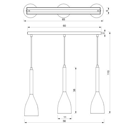 Lustra ar auklu MUZA 3xE27/60W/230V