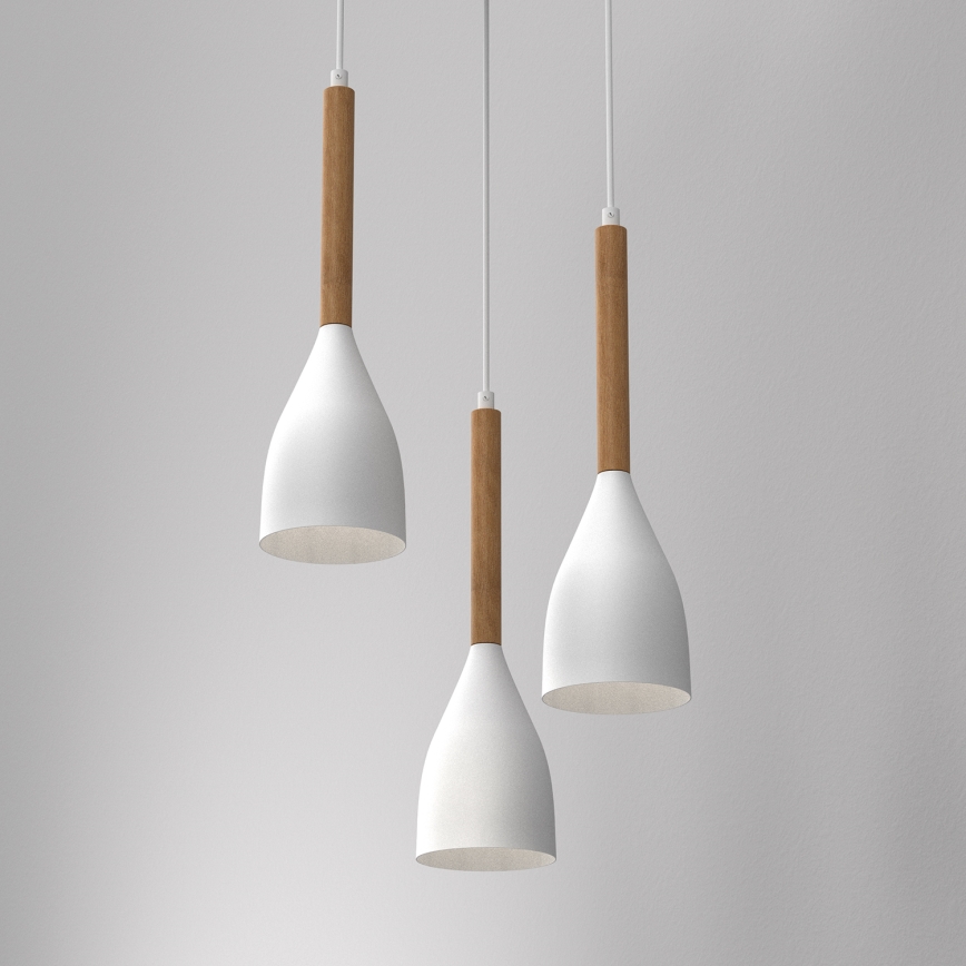 Lustra ar auklu MUZA NEW 3xE27/60W/230V dižskābardis/balta