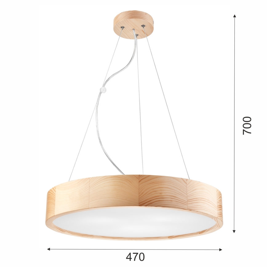 Lustra ar auklu NATURAL 3xE27/60W/230V ø 47 cm priede