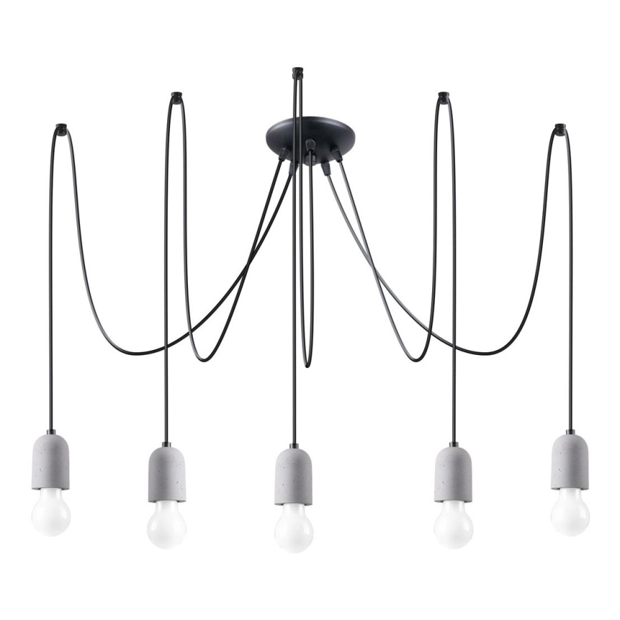 Lustra ar auklu NESO 5xE27/15W/230V zirneklis betons